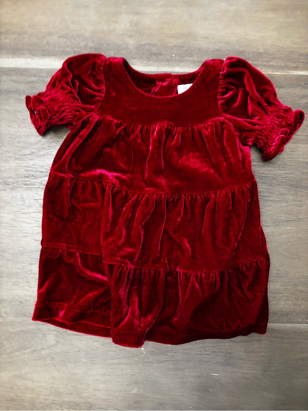 GAP Velvet Tiered Dress in Deep Red